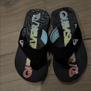 Toddler Boys Quiksilver Black Sandals with Multicolor Logo